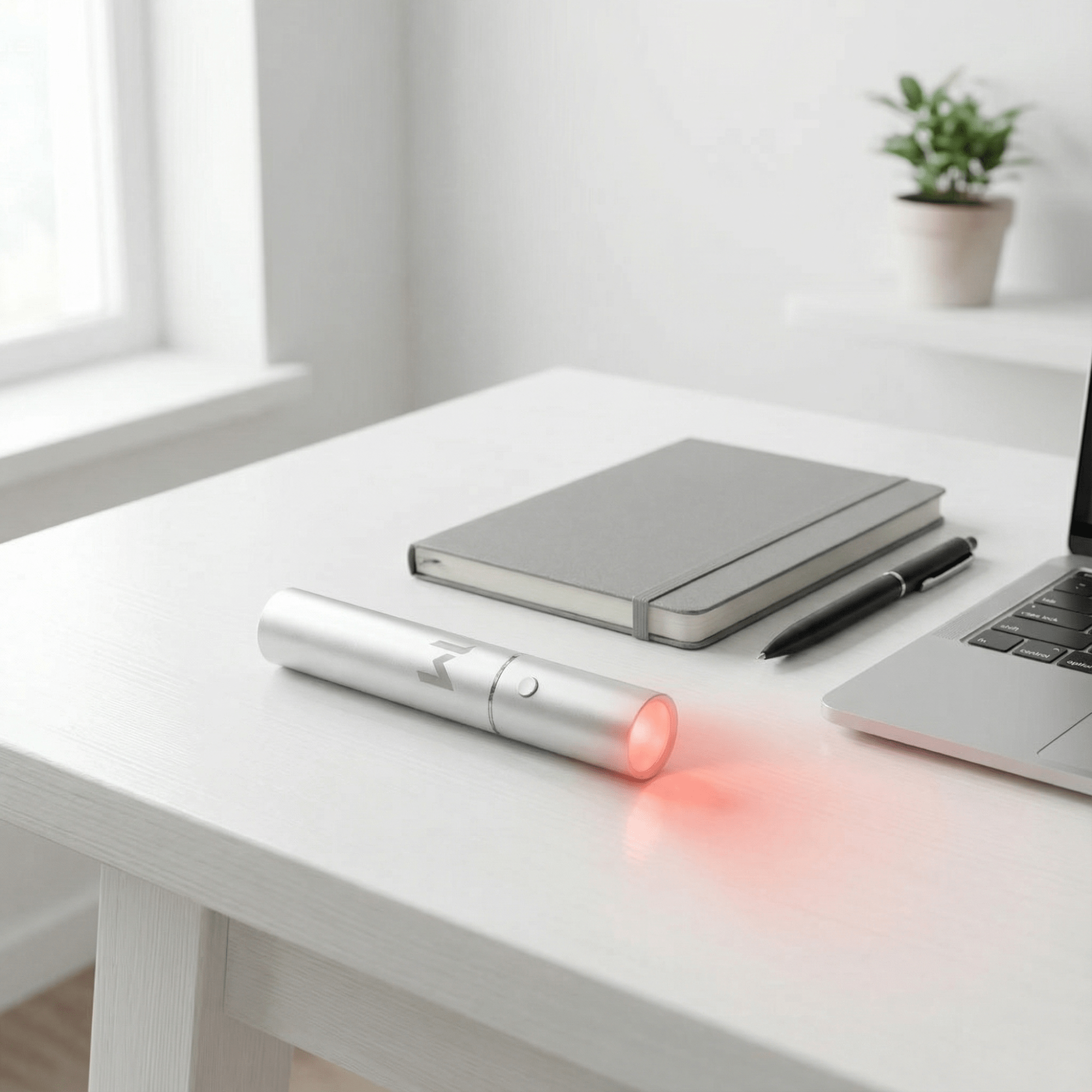 Mvolo ReliefTorch gebruikt 630, 660 & 850 nm licht voor pijnverlichting, herstel & ontspanning, compact en draagbaar.